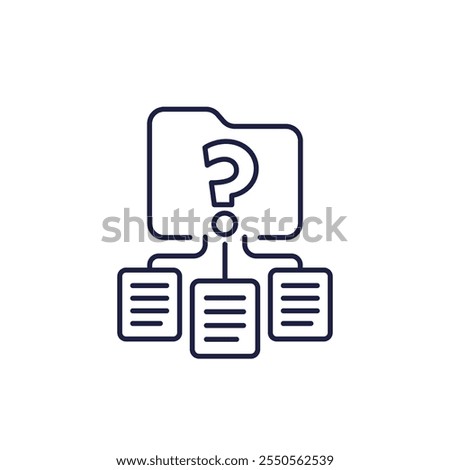 classification icon with a folder, unknown category line vector