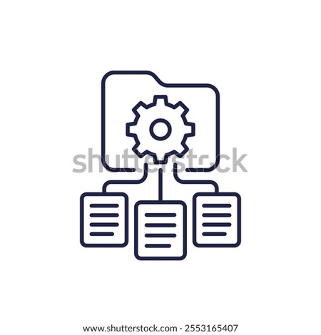 classification line icon with folder, data management vector