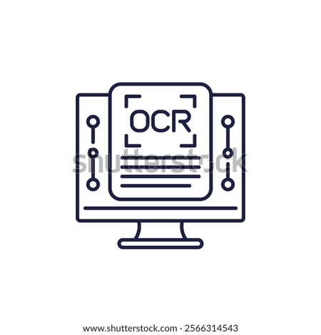 OCR line icon, Optical character recognition software