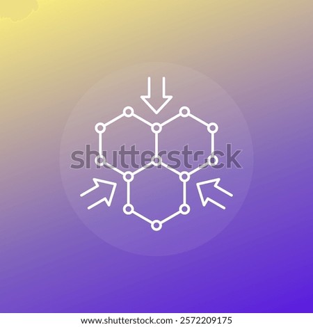 graphene line icon, strong material with resistant carbon structure