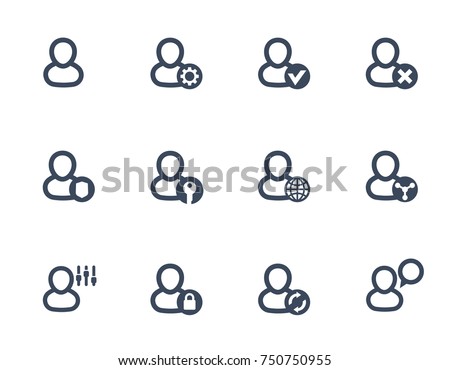 login, account settings icons isolated on white