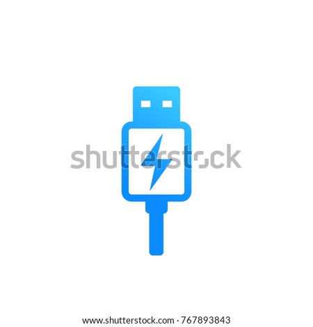 usb charging plug vector icon on white