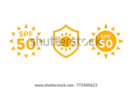 UV, sun protection, SPF 50 vector icons on white