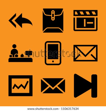 camera, advancement, software, reply all, design and cashier icon vector set. Flat vector design with filled icons. Designed for web and software interfaces
