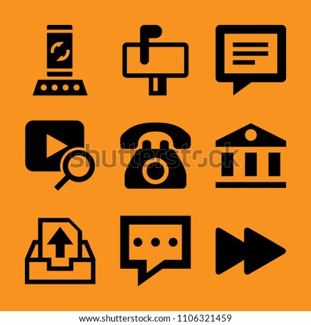 banner, forward, female, loan, upload and postal icon vector set. Flat vector design with filled icons. Designed for web and software interfaces
