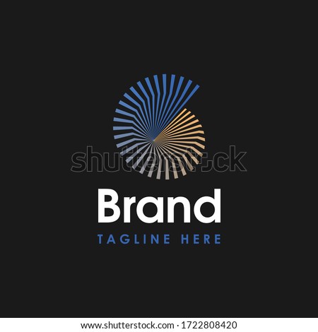 Shell spiral lines abstract color logo template