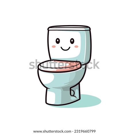 Cute toilet drawing with smiley face. Kawaii cartoon vector illustration.