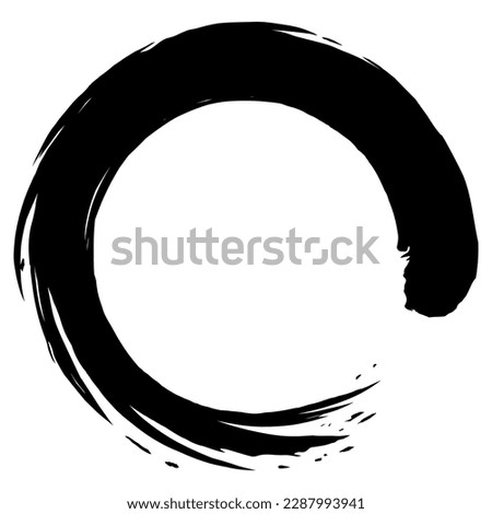 Zen Japanese Enso Circle Brush Paint Vector Logo Icon Illustration Art