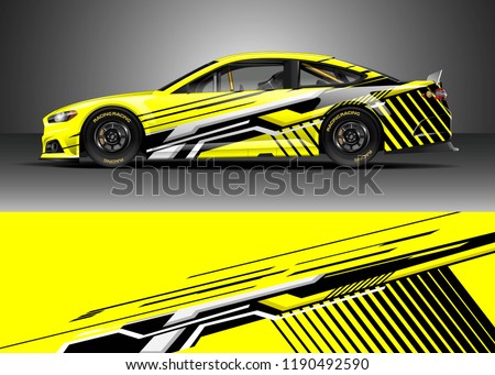 Car decal wrap design vector. Graphic abstract stripe racing background kit designs for wrap vehicle, race car, nascar car, rally, adventure and livery