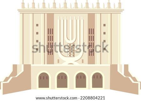 Jewish synagogu   The building of light stone   building is traditionally Hanukkah and the tablets of the covenant Vector 