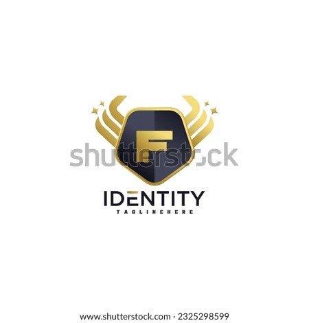Luxury Letter F logo, gold Bull logo,head bull logo, monogram Logo Design Template