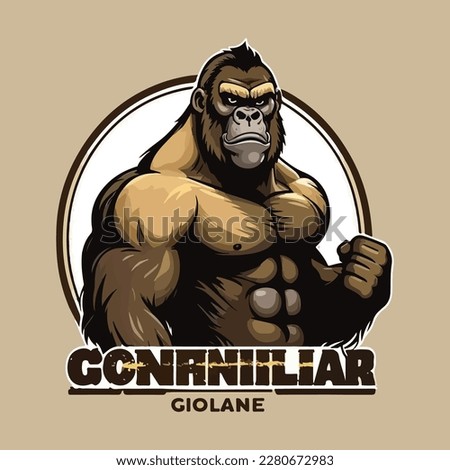 gorilla fitness cartoon logo, gym logo modern, masculine