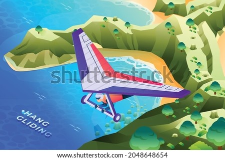 Hang Gliding - Isometric Illustration