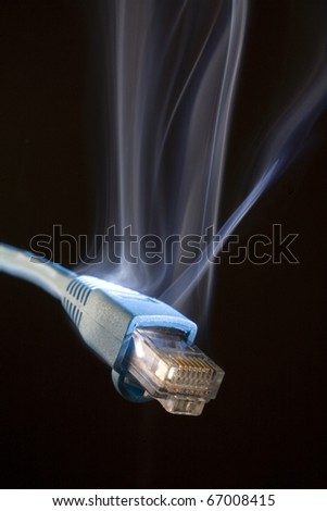 LAN cable that is smoking fast with clouds coming up