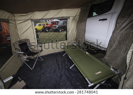 PUTRAJAYA, MALAYSIA - 24 MAY 2015. Interior of side truck camp at Festival Belia Putrajaya 2015. The event held annually to attract youngsters with outdoor activity.