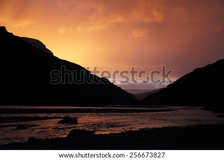 Savage River, midnight sunset, Denali National Park, Alaska