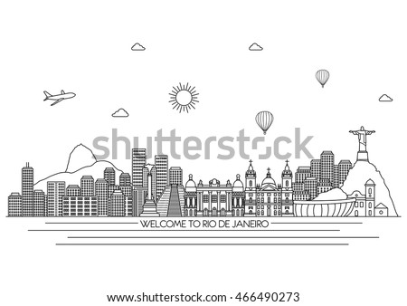 Rio de Janeiro detailed Skyline. Travel and tourism background. 