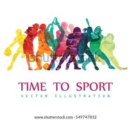 Color sport  background. Football, basketball, hockey, box, golf, tennis. Vector illustration Stockfoto © 