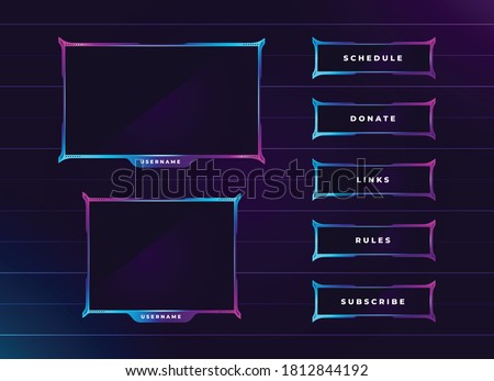 modern purple theme twitch panel overlay set design template