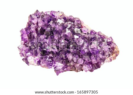 Natural amethyst geode on white background