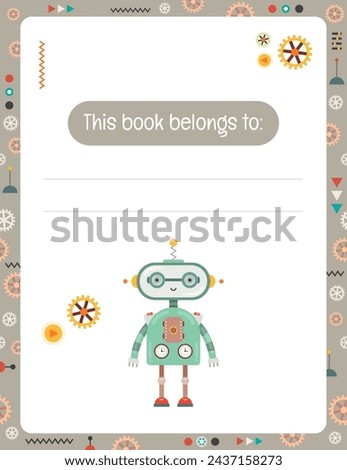 Kids book page Belongs to template with Robot. Vector illustration.