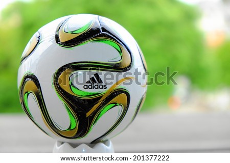 TAIWAN - JUNE 23, 2014: illustrative editorial  photo of  the brazuca Final Rio Official Match Ball, the official match ball for the Final of the 2014 FIFA World Cup Brazil.  Brazil host World Cup 2014
