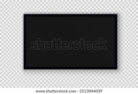 TV screen PNG. Modern stylish LED LCD panel. Large computer monitor display mockup.TV template. Vector illustration of a plasma TV monitor on a transparent background.