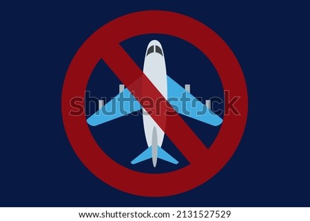 prohibition sign against airplane on blue background,no fly zone concept,vector illustration
