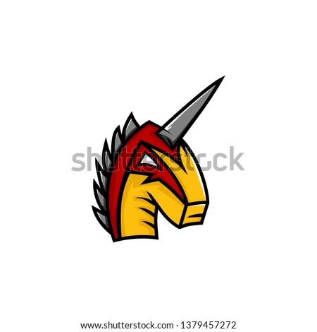 Unicorn mascot logo. Dinosaurs with horn logo.