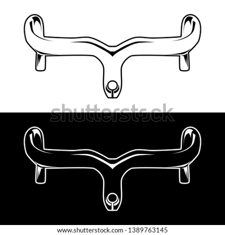 black and white racing bicycle handlebars vector