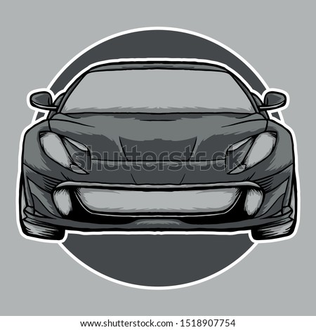 gray sport car illustration. performance car t shirt design