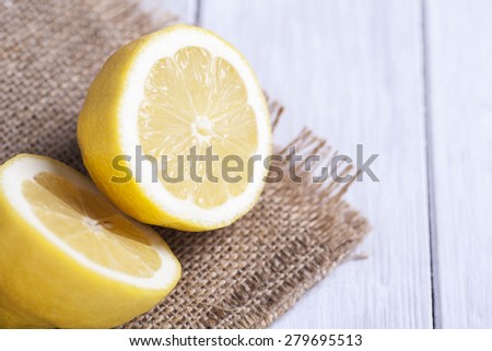 Juicy lemon cut in half