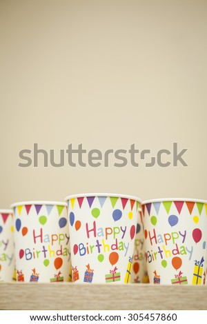 Happy birthday paper cups, with a plain background and copy space - Stock  Image - Everypixel