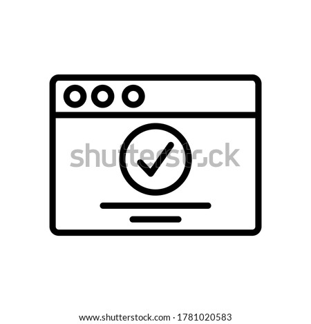 Browser, web site, check mark, approve icon. Simple line, outline vector elements of internet explorer icons for ui and ux, website or mobile application