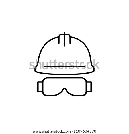 construction helmet and glasses outline icon. Element of construction icon for mobile concept and web apps. Thin line construction helmet and glasses outline icon can used for web on white background