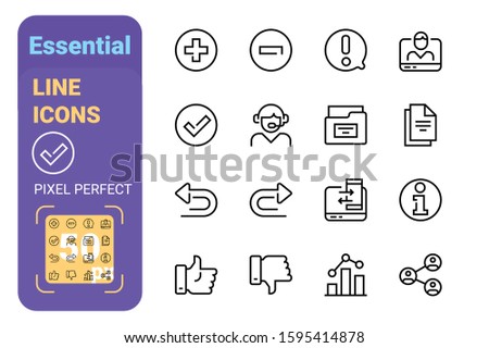 Essential line icons set vector illustration. Trendy modern icons for website and brochures and mobile app. Flat thin linear collection design with perfect pixel