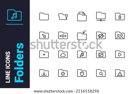 File organization and document archive icon set vector illustration. Folder synchronization line icon. Computer folder, storage, desktop concept
