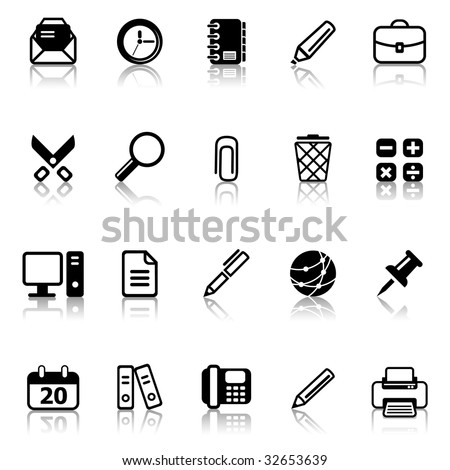 Set of icons on an office theme.