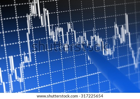 Stock exchange chart graph. Finance business background. Abstract stock market diagram candle bars trade.