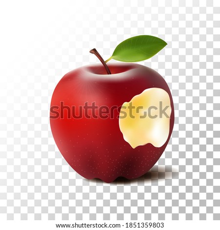 Illustration realistic bitten apple red on transparent Stock foto © 