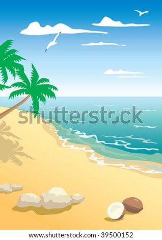 The landscape of beach with coconut