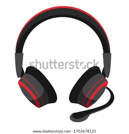 Headset with microphone for cyber e-sport game entertainment, technical support service isolated on white background. Wireless stereo headphones equipped with mic. Gaming accessory for communication