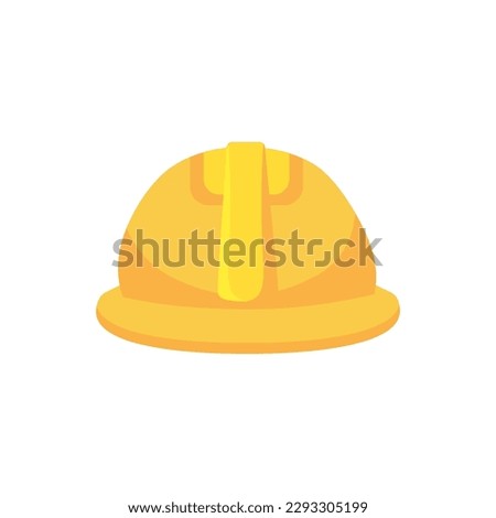 Hard hat vector illustration. Cartoon isolated yellow safety helmet of construction worker, architect and engineer, front view of safe plastic cap of builder contractor or miner for head protection