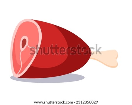 Leg with meat and bone vector illustration. Cartoon isolated pork, lamb or beef simple piece of thigh for barbecue grill, leg for cooking delicious baked and fried protein meal for dinner and lunch
