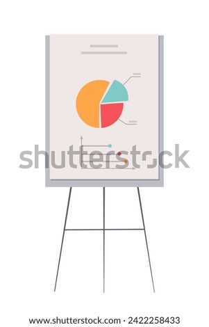Stand flip chart for presentation cartoon vector illustration. Board with diagrams, statistics and data isolated on white background. Business presentation tool. Lecture, seminar, office design.