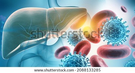 Human liver with hepatitis viruses. 3d illustration		 Stock fotó © 