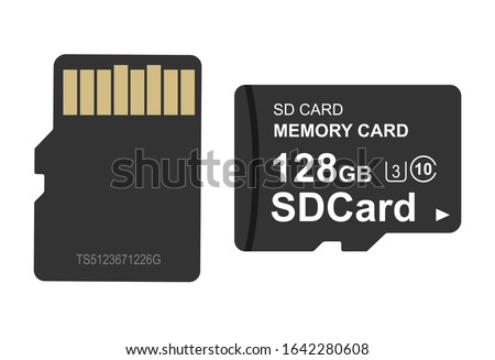 High detailed realistic micro SD card vector illustration mockup.Vector illustration of SD and MicroSD card isolated on white background. 