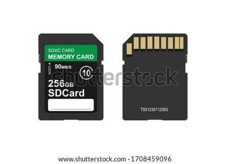 High detailed realistic SD card vector illustration mockup.Vector illustration of SD and MicroSD card isolated on white background. 