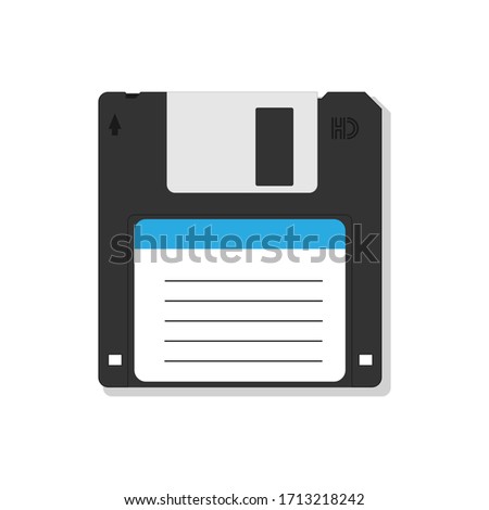 Realistic vector magnetic floppy disc icon for computer data storage. Save icon. 
