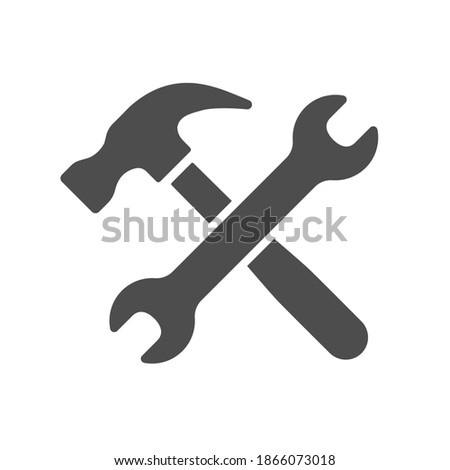 Hummer icon with wrench spanner icon, tools icon. Vector illustration isolated on white background.